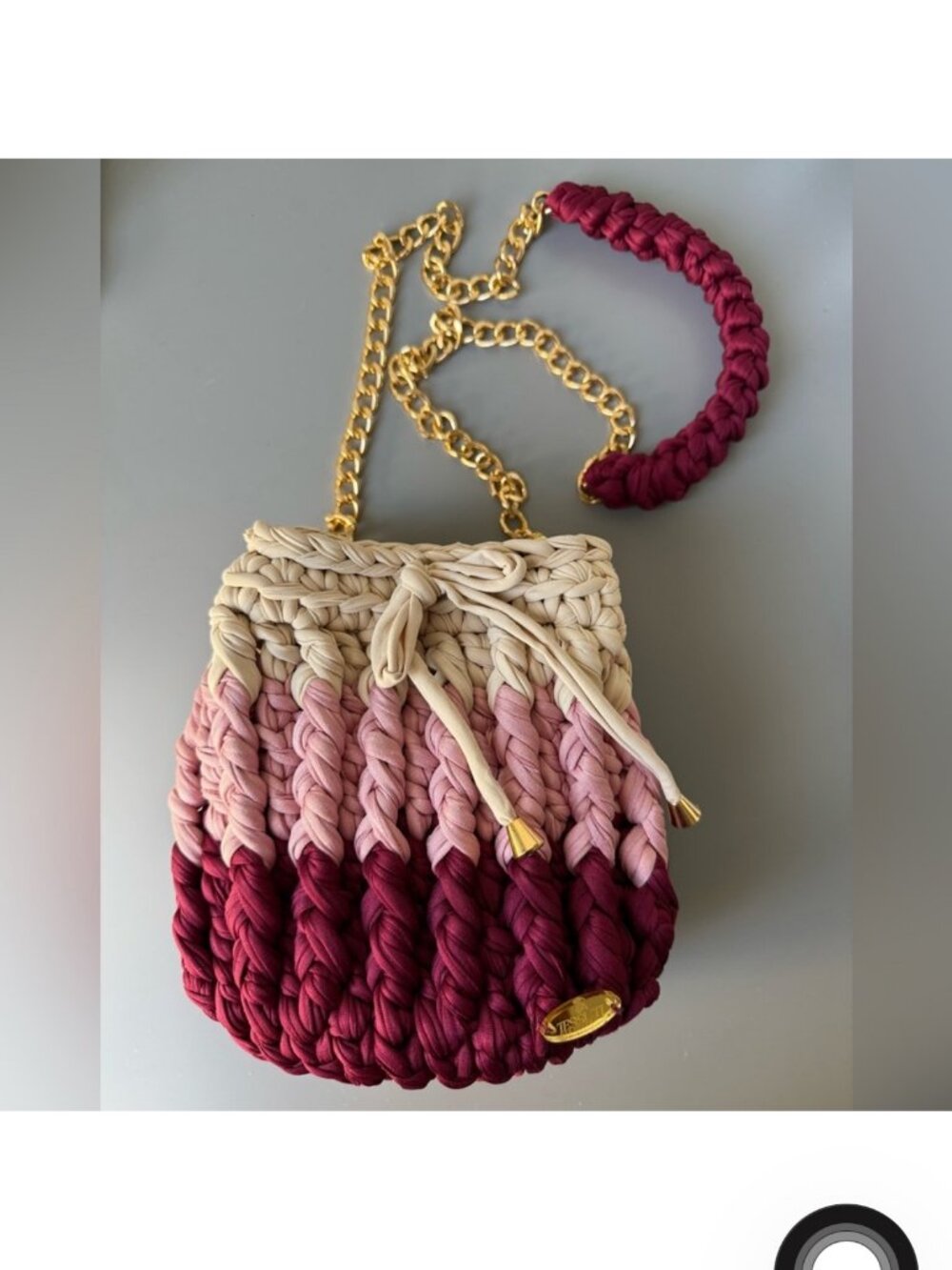 Macrame bucket bag cross body chain purse